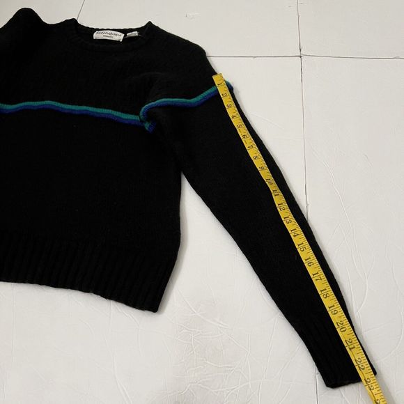 Yves Saint Laurent Men’s Wool Crewneck Sweater Size M Black Striped - Picture 6 of 6